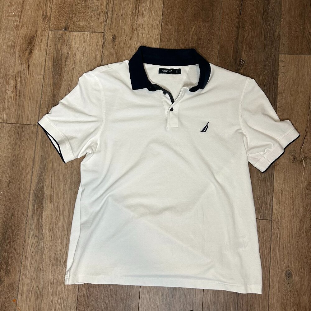 Nautica Polo Mens L White Cotton